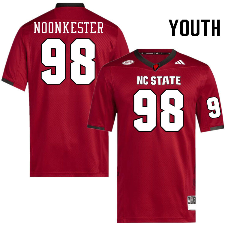 Youth #98 Caden Noonkester NC State Wolfpack College Football Jerseys Stitched-Red